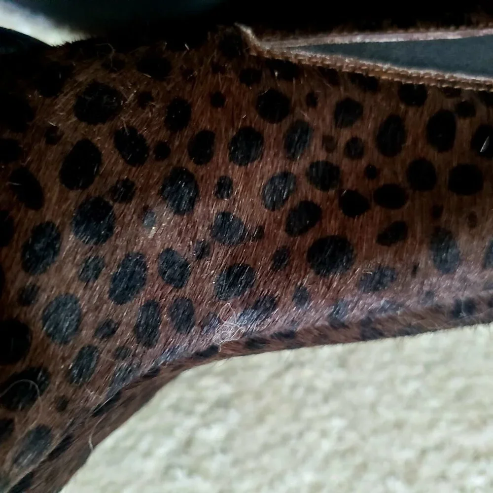 Jeffrey Campbell Leopard Pointed Toe Calf Hair Ankle Boots Size 9.5